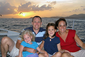 Family on a sunset cruise